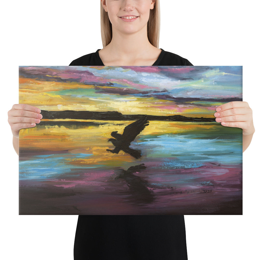 In For The Kill canvas print detail — Birds on a Cup