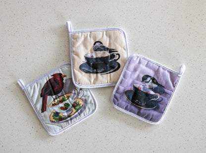 
Birds on a Cup potholder — bird art kitchen accessory by Birds on a Cup
