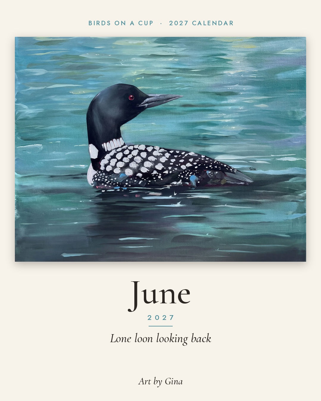2027 Birds On A Cup Fold-Out Wall Calendar by Gina
