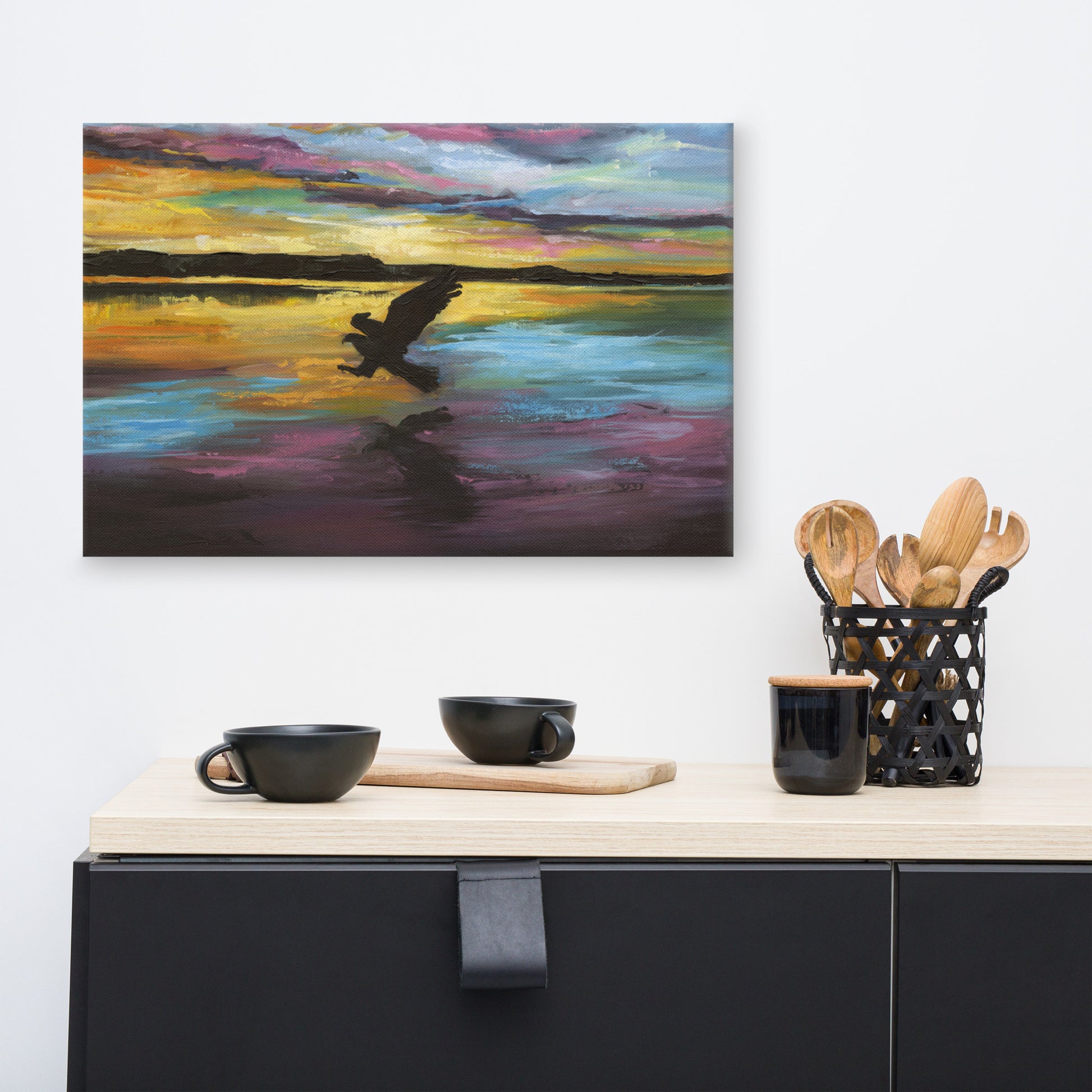 Hawk in for the kill — canvas print by Birds on a Cup
