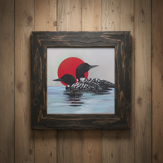 Two loons sunning on the water — original acrylic painting by Birds on a Cup
