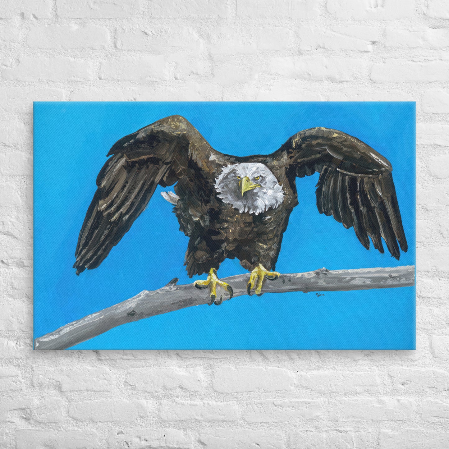 Eagle ready to fly — 18x24 and 24x40 canvas print by Birds on a Cup