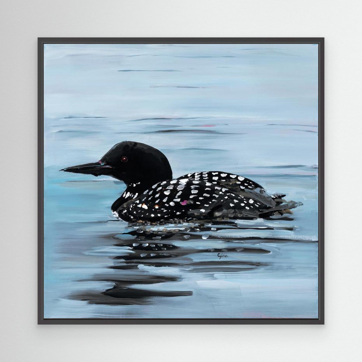 Lone Loon on Spring Lake. Museum Quality Stretched Canvas. Framed or Unframed 