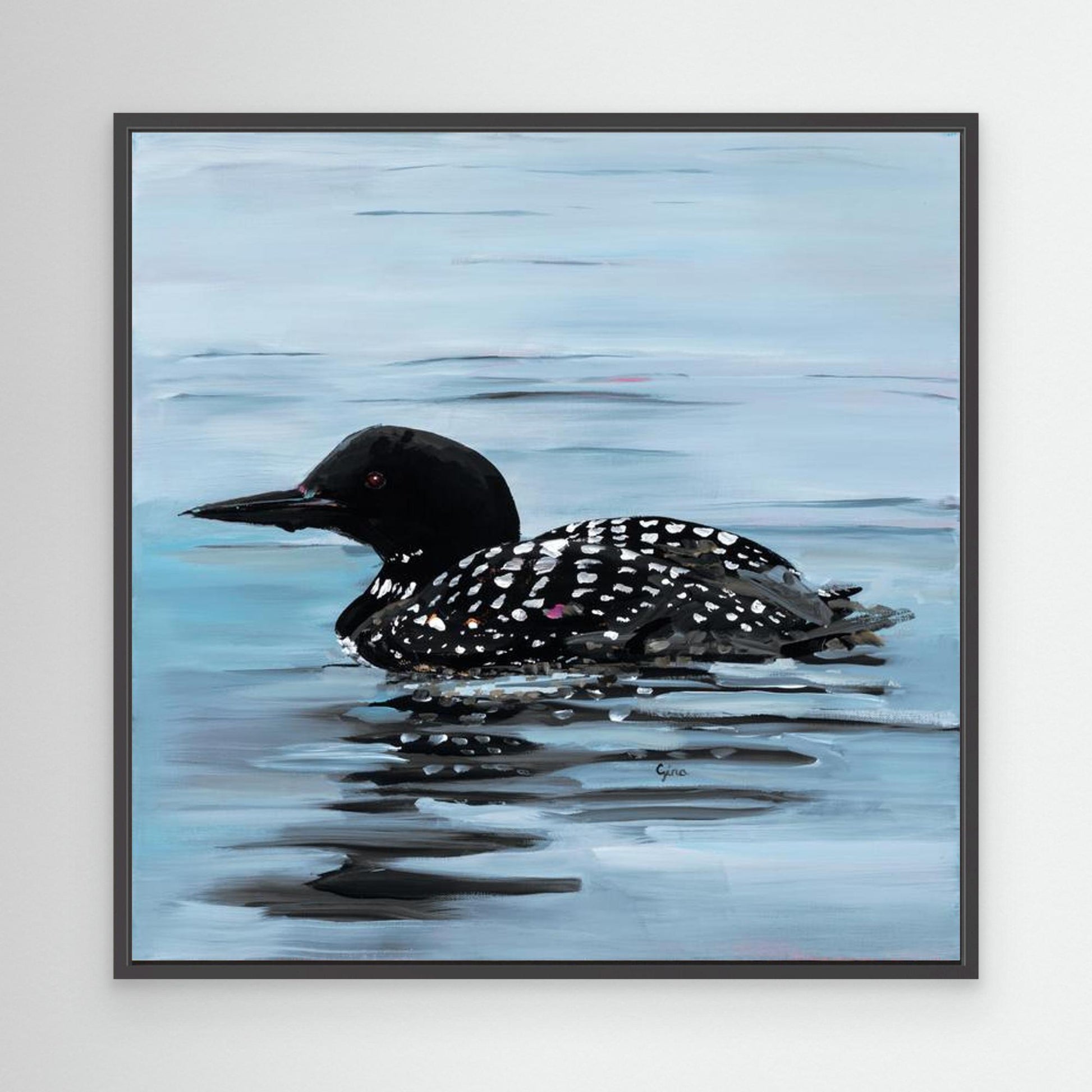 Lone Loon on Spring Lake. Museum Quality Stretched Canvas. Framed or Unframed 