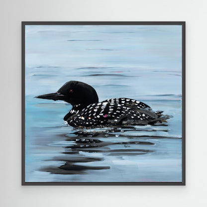 Lone Loon on Spring Lake. Museum Quality Stretched Canvas. Framed or Unframed 