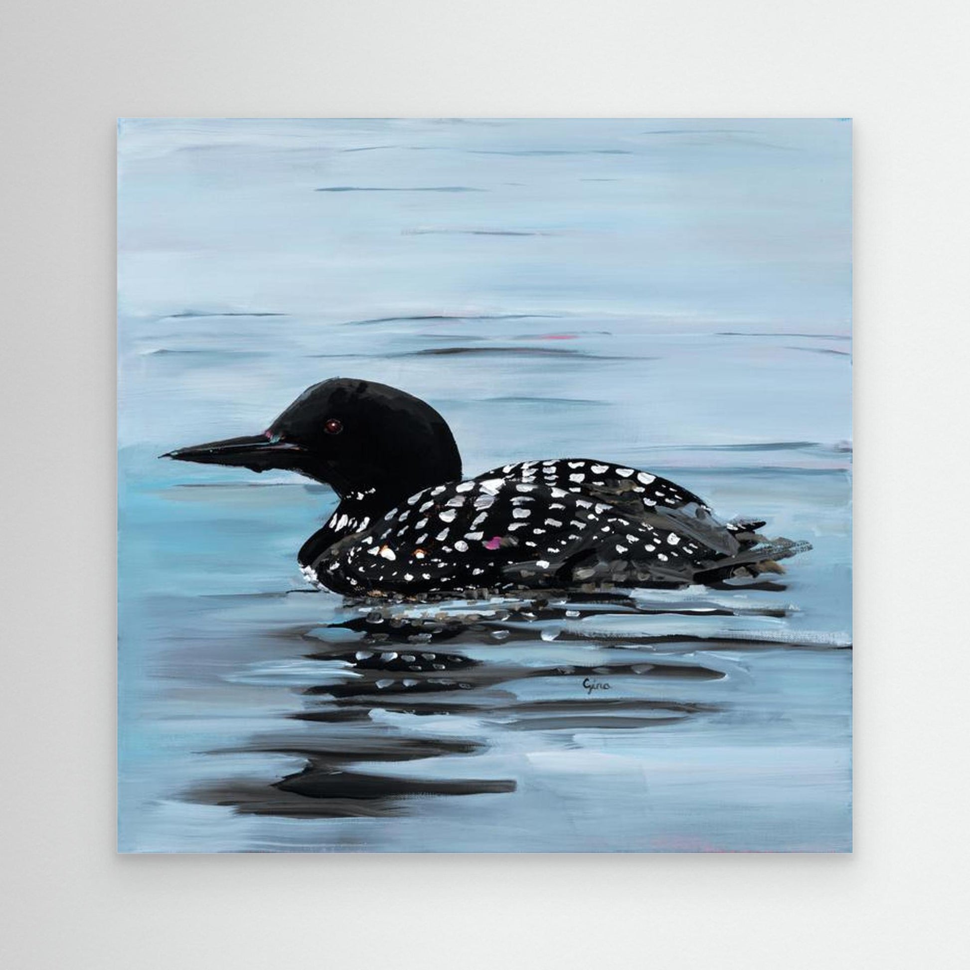 Lone Loon on Spring Lake. Museum Quality Stretched Canvas. Framed or Unframed 
