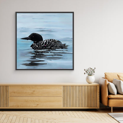 Lone Loon on Spring Lake. Museum Quality Stretched Canvas. Framed or Unframed 