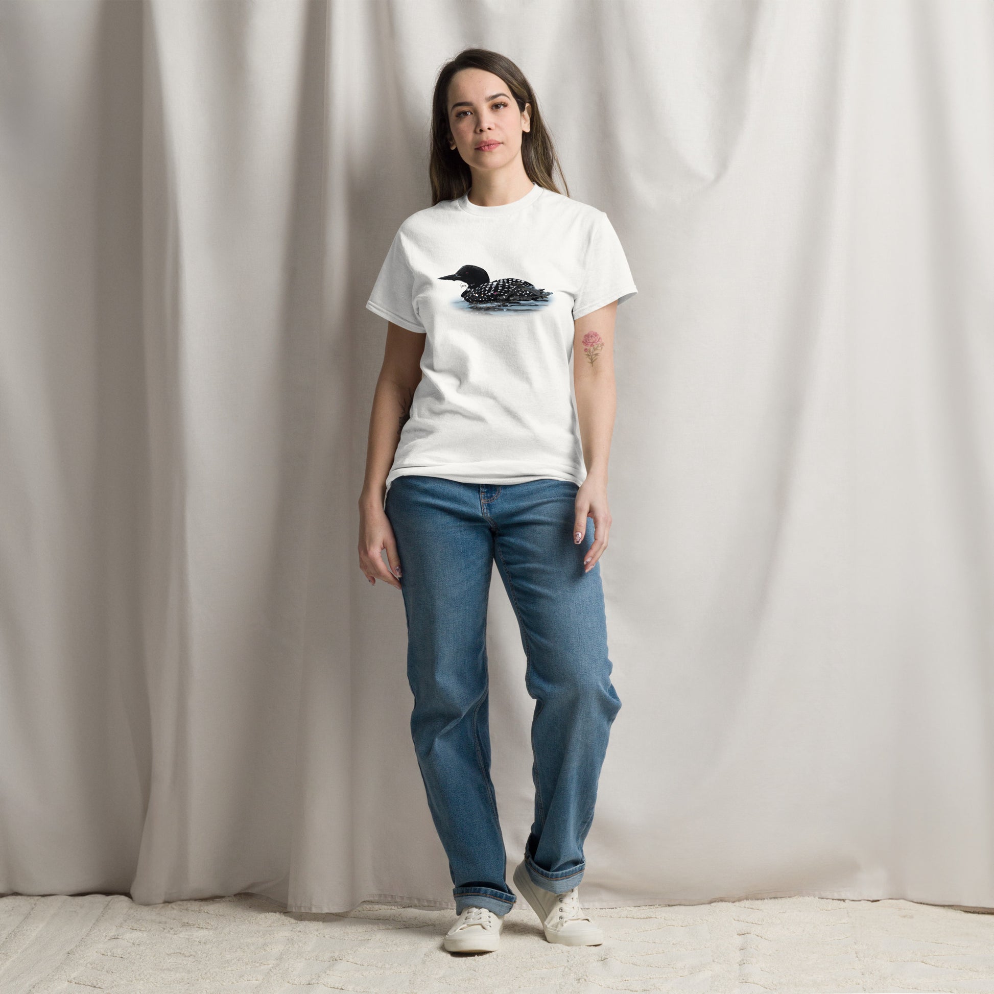 Lone Loon on Spring Lake — unisex bird art t-shirt by Birds on a Cup

