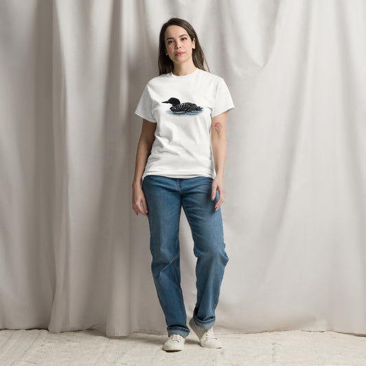 Lone Loon on Spring Lake — unisex bird art t-shirt by Birds on a Cup
