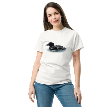 Lone Loon on Spring Lake — unisex bird art t-shirt by Birds on a Cup
