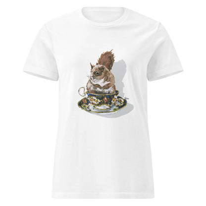 Squirrel in a teacup — women's bird art t-shirt by Birds on a Cup