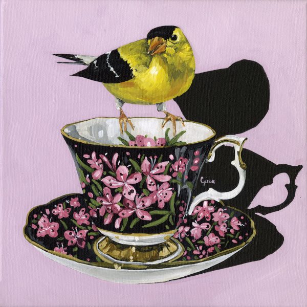 American Goldfinch on Fireweed Series Teacup