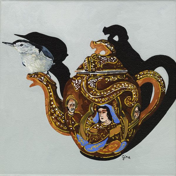 Nuthatch on Antique Dragon Series Teapot