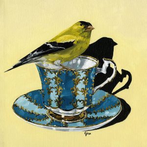 Male Goldfinch on Elizabethan Teacup