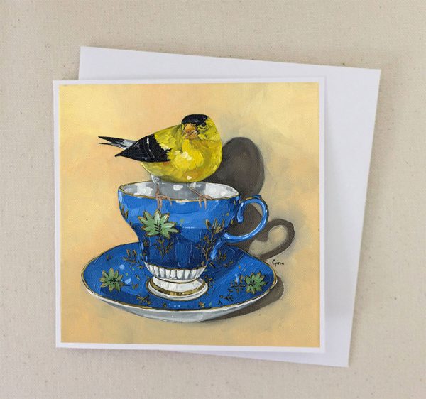 American-Goldfinch-on-Hand-painted-Japanese-Teacup-Card